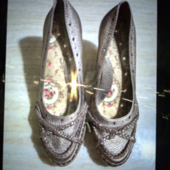 Seychelles brownish bronze leather size 6 wedge shoes - Picture 5 of 7